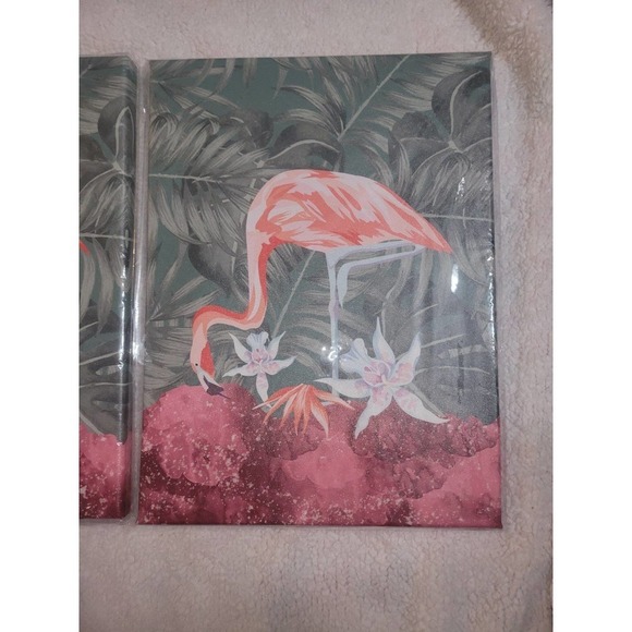 Set of 3 wall art flamingo canvas - Picture 4 of 5